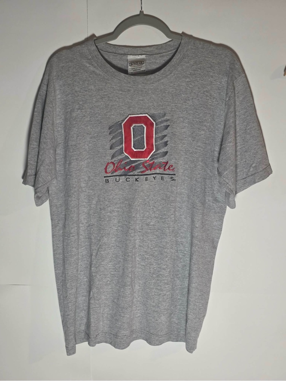 Vintage Ohio State Buckeyes Shirt Embroidered Mens Medium Gray Tee Thin 90s